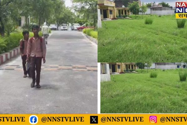 कानपुर देहात: सरकारी स्कूल में मासूम छात्रों से घास कटवाने का फरमान, डीएम ऑफिस तक पहुँचे बच्चे