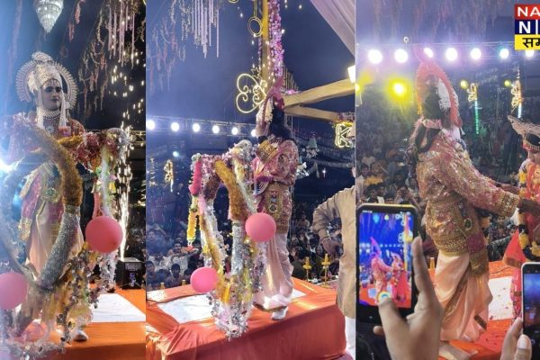अकबरपुर रामलीला 2025: जनकपुरी मैदान में हुआ विशाल धनुष यज्ञ महोत्सव, राम-सीता विवाह का भव्य मंचन