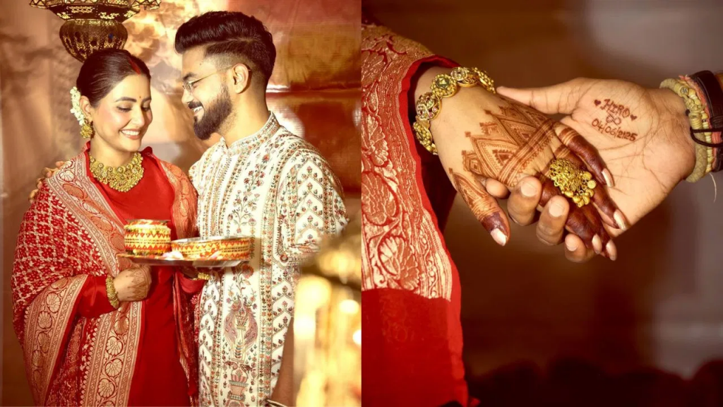 टीवी एक्ट्रेस हिना खान ने शादी के बाद किया पहला करवा चौथ व्रत,रॉकी जयसवाल ने दिखाई रोमांटिक केयर 3 image 166 2