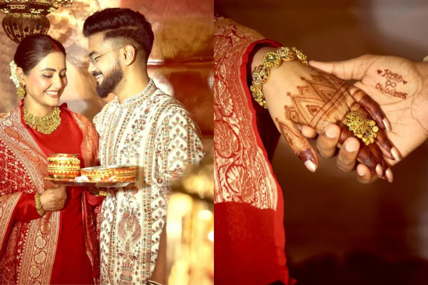 टीवी एक्ट्रेस हिना खान ने शादी के बाद किया पहला करवा चौथ व्रत, रॉकी जयसवाल ने दिखाई रोमांटिक केयर