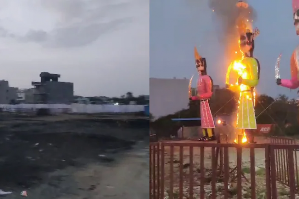In Bhopal, an unidentified man and woman set Ravana ablaze before the Ravana Dahan ceremony, disrupting the grand evening preparations.