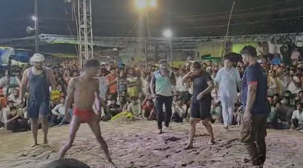 Female wrestlers created a stir at the Dussehra fair at Akbarpur Inter College in Kanpur Dehat.