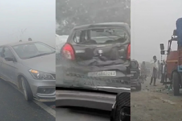 दिल्ली-यूपी में कोहरे का कहर: ग्रेटर नोएडा में एक्सप्रेसवे पर 12 से ज्यादा वाहन टकराए, अमरोहा में एक की मौत