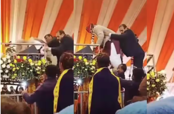 राष्ट्रकथा कार्यक्रम में मंच से गिरे बृजभूषण शरण सिंह, 69वें जन्मदिन पर हुआ वाकया, वीडियो वायरल