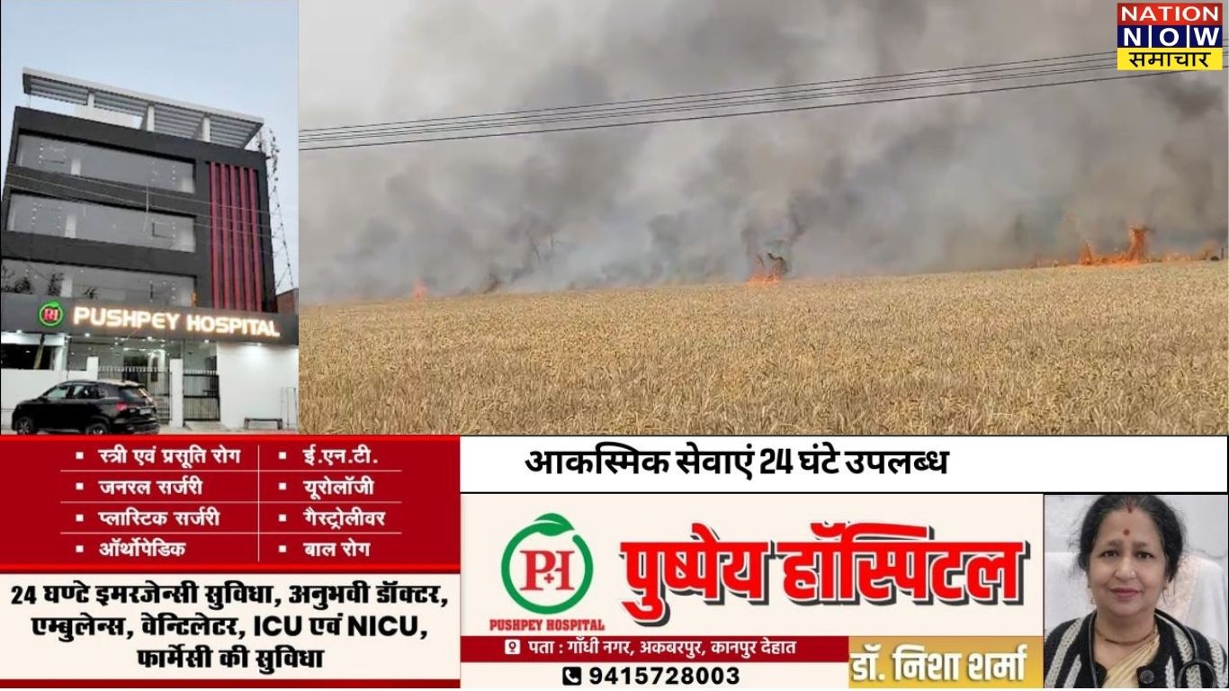 औरैया में भीषण आग: 100 बीघा गेहूं की फसल राख, 25 किसान बर्बादी की कगार पर