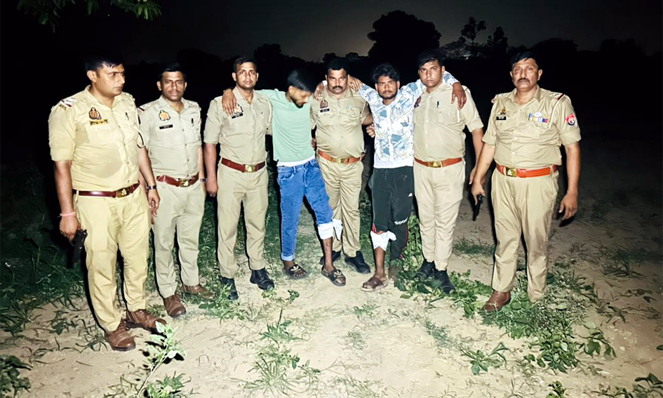 इटावा पुलिस ने मुठभेड़ में गिरफ्तार किये 3 शातिर बदमाश, 2 के पैर में लगी गोली