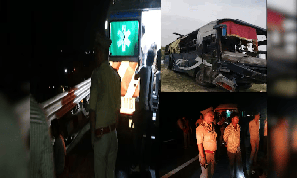 हरदोई में गंगा एक्सप्रेसवे पर स्लीपर बस रेलिंग तोड़ 20 फीट नीचे गिरी, 36 घायल; 12 की हालत गंभीर